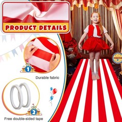 Carnival Circus Floor Runners 2 Pack Red White Striped Indoor Outdoor Decor