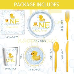 One Happy Duck Birthday Disposable Tableware – (Plates, Napkins, Utensils)