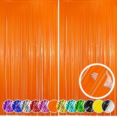 2 PCS Orange Fringe Backdrop Curtains Streamers Party Decorations Birthday