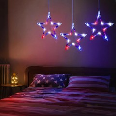 Easy Installation Patriotic Window Lights – 3 Pack Star Decor for July 4th
