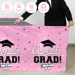7-Pack Graduation Party Decorations Set, 3 Pink Graduation Tablecloths 54X108In,
