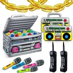 29 Pcs 80s 90s Party Decorations – Inflatable Boom Box Cooler, Balloons & Props