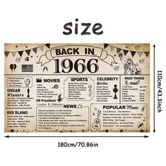 60th Birthday Party Decorations – Vintage 1966 Banner & Backdrop for Men/Women