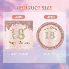 40PCS 18Th Birthday Decorations for Girls Rose Gold Birthday Party Decorations S