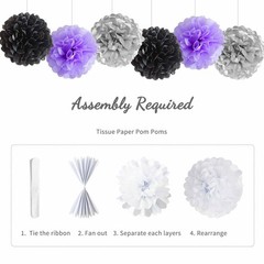 Black Purple Silver Happy Birthday Party Decorations Women Men