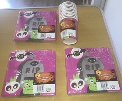 ICELAND LIMITED EDITION HALLOWEEN PINK SPOOKY GHOST PARTY CUPS & 3 X NAPKINS NEW