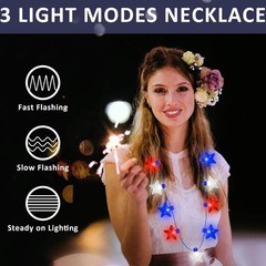 Multi-Function LED Star Necklaces – Perfect for Independence Day & Memorial Day