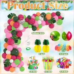 161 Pcs Hawaiian Luau Party Decorations, Tropical Summer Beach Party Supplies In