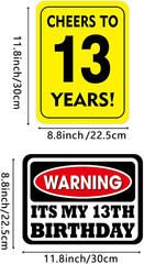 13Th Birthday Party Decorations – 9PCS Wall Signs Funny Tags for Teenagers 13 Ye