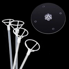 Balloon Sticks with Base, 10 Pack 17″Tall Clear Balloon Stick Stands Holder f…
