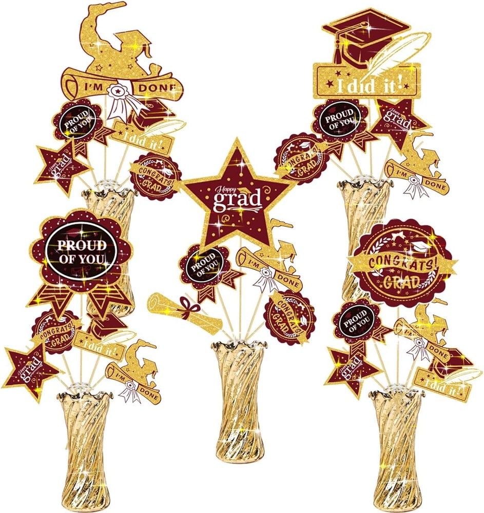 Graduation Party Decorations Maroon Gold 2025/burgundy Gold Graduation Table Dec