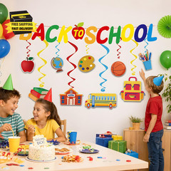 Back to School Decorations – Hanging Swirls Back to School Banner Sign Decoratio