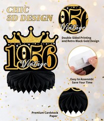 70th Birthday Decorations Set 9PCS Table Centerpieces Black Gold