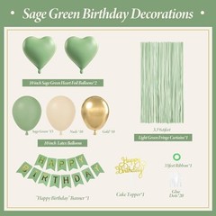 Sage Green Birthday Decorations with Gold Nude Sage Green Balloons Happy