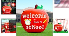 Cute Apple Inflatable Decoration: 4.9FT – Bright LED & Waterproof for Classrooms