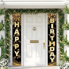 Happy Birthday Decorations Banner for Men Women Boys Girls, Black Gold Birthd…