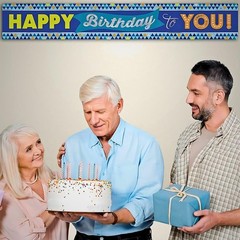 True Blue Party Multicolor Happy Birthday Foil Banner – 12′ (Pack