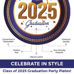 Graduation Decorations Class of 2025 Blue and Gold – Regular, White