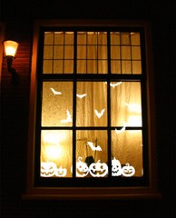 Halloween window stickers, pumpkin decorations, spooky bats, decals