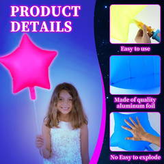 12Pcs Glow in the Dark Party Supply Neon Star Balloons Kit Star Shaped Neon Foil