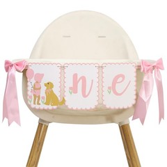 Pet Baby 1st Highchair Banner – Sweet Pink Bow Decorations, Wildflower Highch…