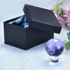 1Set 50mm/2″ K9 Crystal Ball Decorative Ball w Box and Crystal Stand Purple