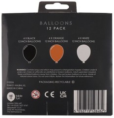 NEW HALLOWEEN White Black Orange 12” BALLOON Pack of 12 Latex