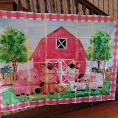 Red Barn Animals Farm Party Banner Backdrop Wall Decor 8′ X 5′ Vinyl NEW