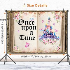 Princess Fairytale Backdrop – Pink Floral Butterfly Castle 7x5ft for Birthday &