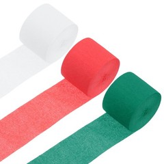 3 Roll Crepe Paper Streamers Decor Red,White Green