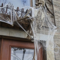 2 Pack Stretchable Spider Web + 2 Fake Spiders Halloween Party Decor Cobweb Prop
