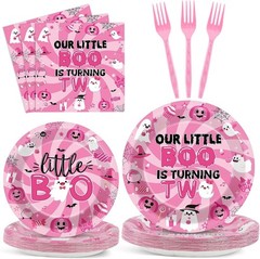 Halloween Pink Ghost Birthday Party Supplies Dinnerware Plates Napkins