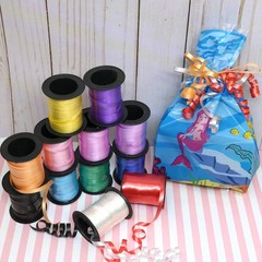 12 Rolls Crimped Curling Ribbon Balloon Strings, Assorted Vivid Colors, 3/16″ X
