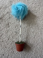 Blue Pom Pom Topiary Centerpiece Decoration, Plastic, All Occasions