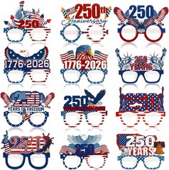 36 Pcs 250th Anniversary Eyeglasses Decorations, Patriotic 4th of July Party…
