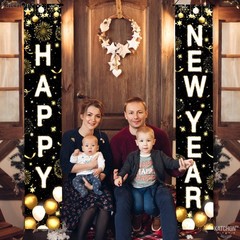 , XtraLarge Happy New Year Banner – 72×12 Inch | Porch Banner for New Years E