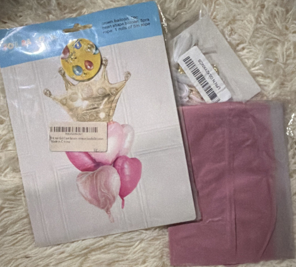 Crown Heart Balloon Party Decoration Set Pink Gold White Birthday Kids