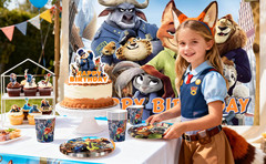 Zootopia Birthday Party Decoration 114 Pcs Disney Party Banner Balloos Cup Set