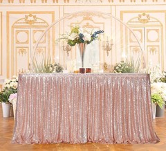 6ft Rose Gold Sequin Table Skirt Rectangle Round Table Cover for Party Wedding