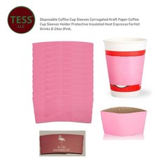 60 Pieces Disposable Coffee Cup Sleeves Corrugated, Coffee Cup Sleeves Holder