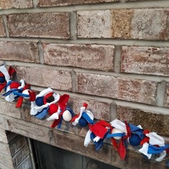Red, White & Blue Felt Ball & fabric strip Garland, 6′