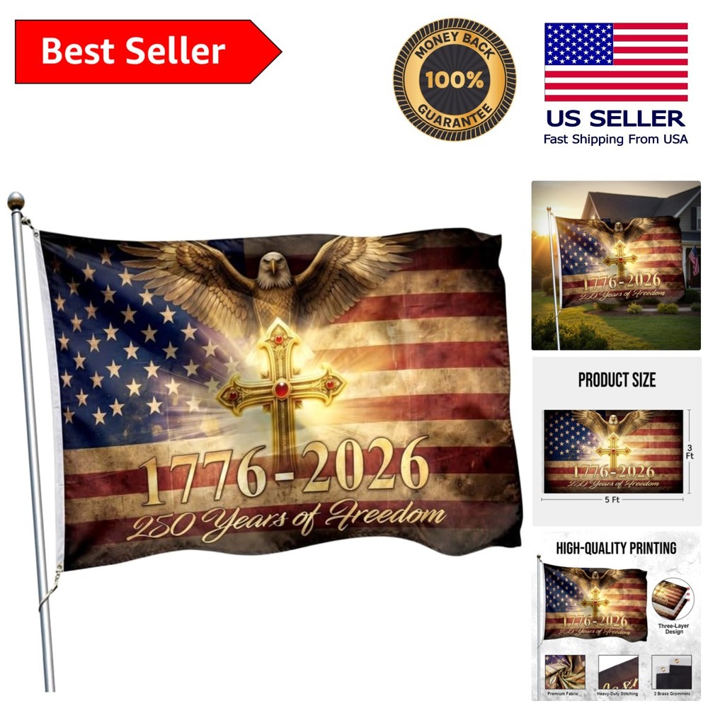 Stunning 250th Anniversary 3×5 Ft Double-Sided Eagle Flag – Perfect for July 4th