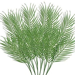 18 Branches 27 Inch Artificial [Palm] [Leave]S 6 PCS Large Faux / Fake Green