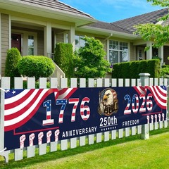 250 Anniversary USA Banner, 1776-2026 American 250th Yard Banner Sign for Gar…