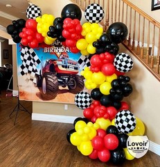 12 Pcs Black White Checkered Balloons 18 Inch, Big Black White Round Balloons…
