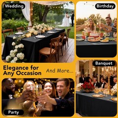 10-Pack Black Tablecloths for Rectangle Tables, 60 x 120 Inches, Stain-Resist…