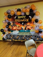 Happy Halloween Backdrop Ghost Pumpkin Flame Haunted House Party Banner 6x4FT