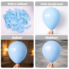 Voircoloria 130pcs Light Blue Balloons Different Sizes 18″ 12″ 10″ 5″ Baby Bl…