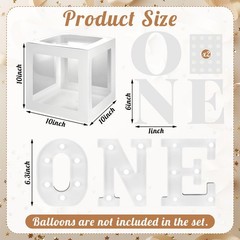 Balloon Boxes with O, N, Light up Letters Three White Transparent Square Boxe…
