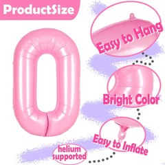 Pink 1 Balloon Number Birthday Decorations for Girls, 40 inches,
